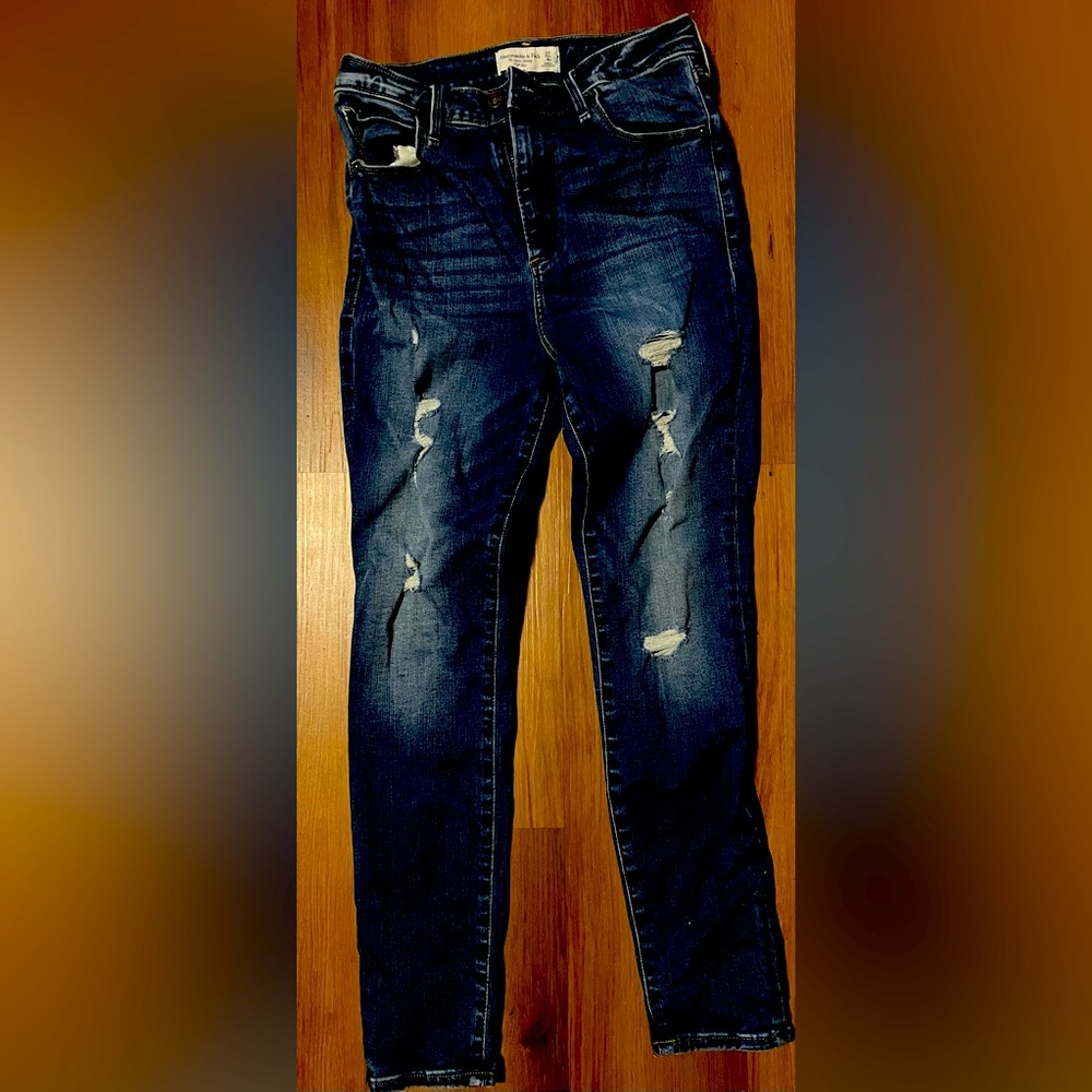 Abercrombie & Fitch Blue Skinny Jeans Distressed Style